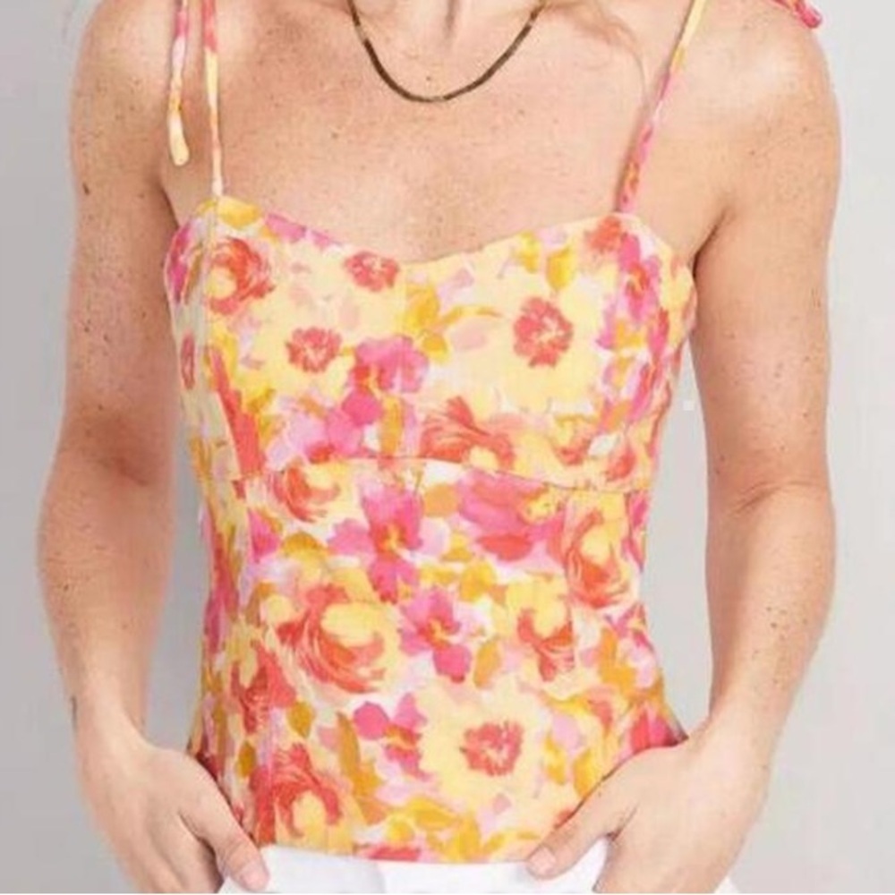 Old Navy floral tank top with ties